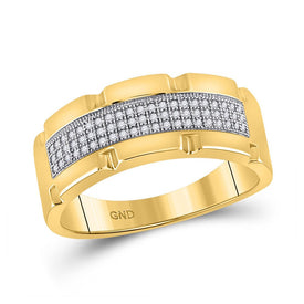 10kt Yellow Gold Men's Round Diamond Band Ring 1/5 Cttw | Exquisite Gentlemen's Jewel - Splendid Jewellery