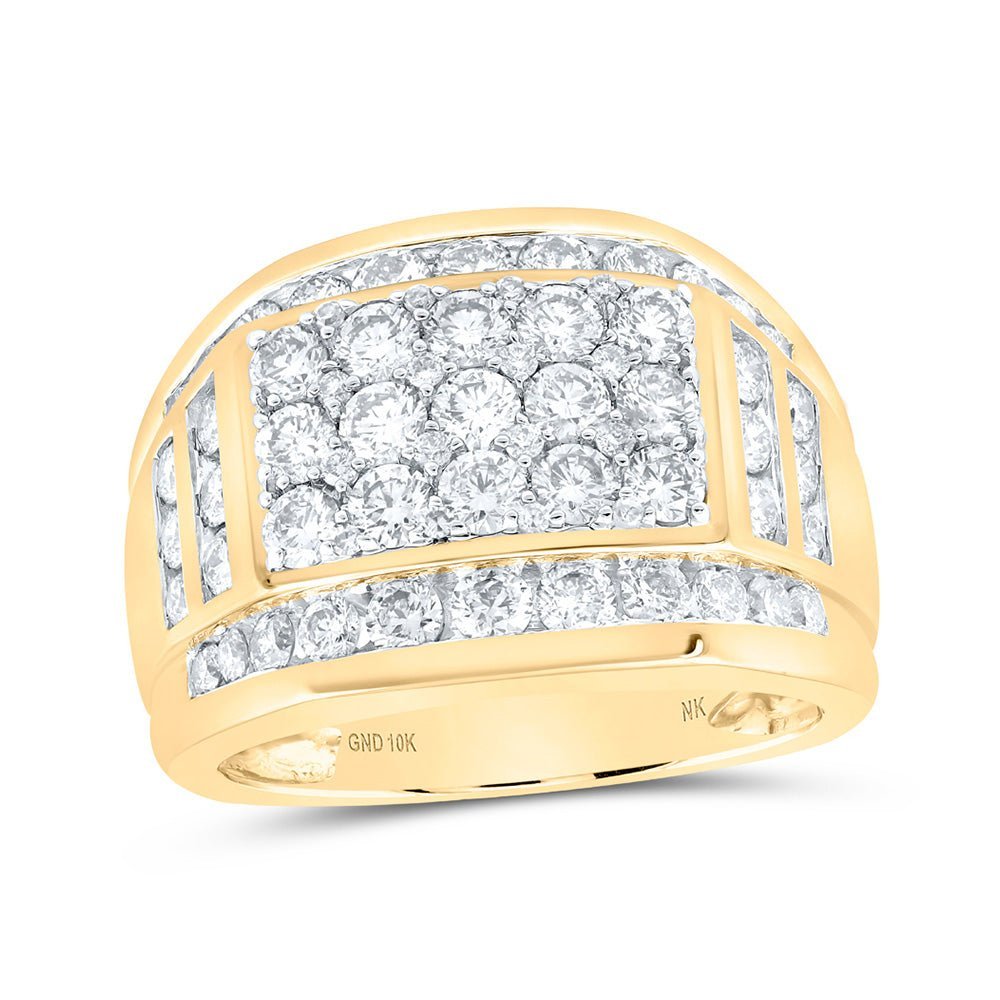 10kt Yellow Gold Men's Round Diamond Band Ring - 3 Cttw | Luxurious Elegance - Splendid Jewellery