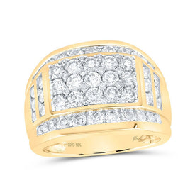 10kt Yellow Gold Men's Round Diamond Band Ring - 3 Cttw | Luxurious Elegance - Splendid Jewellery