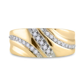 10kt Yellow Gold Men's Round Diamond Band Ring - Elegant Brilliance - Splendid Jewellery
