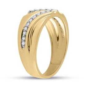 10kt Yellow Gold Men's Round Diamond Band Ring - Elegant Brilliance Top view from the 10Kt Yellow Gold Mens Round Diamond Band Ring 1 4 Cttwpin29419 collection by Splendid Jewellery