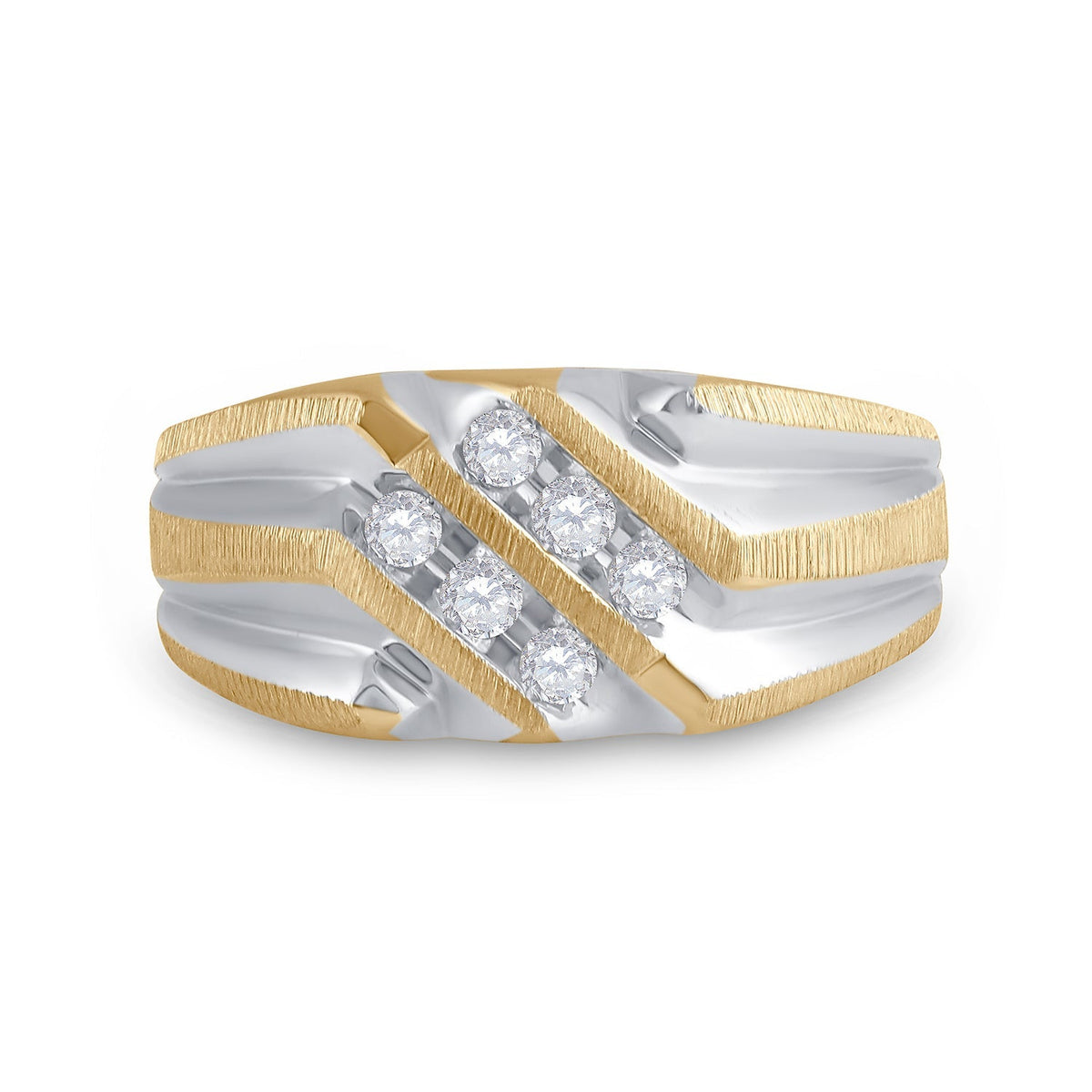 10kt Yellow Gold Men's Round Diamond Band Ring - Exquisite Brilliance - Splendid Jewellery
