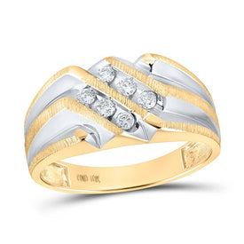 10kt Yellow Gold Men's Round Diamond Band Ring - Exquisite Brilliance - Splendid Jewellery