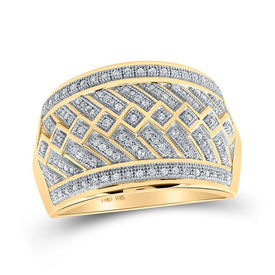10kt Yellow Gold Men's Round Diamond Band Ring - Exquisite Brilliance - Splendid Jewellery