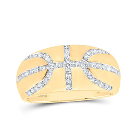 10kt Yellow Gold Mens Round Diamond Basketball Band Ring 3/4 Cttw | Brilliant Hoops - Splendid Jewellery