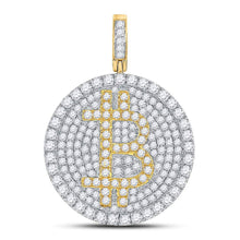 Load image into Gallery viewer, 10kt Yellow Gold Men&#39;s Round Diamond Bitcoin Circle Charm Pendant - 2-1/2 Cttw | Splendid Jewellery Side view from the 10Kt Yellow Gold Mens Round Diamond Bitcoin Circle Charm Pendant 2 1 2 Cttwpin270473 collection by Splendid Jewellery