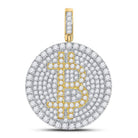10kt Yellow Gold Men's Round Diamond Bitcoin Circle Charm Pendant - 2 - 1/2 Cttw | Splendid Jewellery - Splendid Jewellery