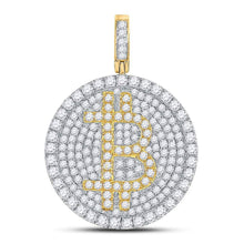 Load image into Gallery viewer, 10kt Yellow Gold Men's Round Diamond Bitcoin Circle Charm Pendant - 2 - 1/2 Cttw | Splendid Jewellery - Splendid Jewellery
