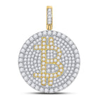 10kt Yellow Gold Men's Round Diamond Bitcoin Circle Charm Pendant - 2 - 1/2 Cttw | Splendid Jewellery - Splendid Jewellery