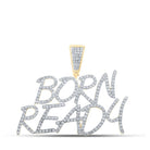 10kt Yellow Gold Men's Round Diamond Born Ready Charm Pendant - 1 - 1/3 Cttw - Splendid Jewellery