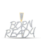 10kt Yellow Gold Men's Round Diamond Born Ready Charm Pendant - 1 - 1/3 Cttw - Splendid Jewellery