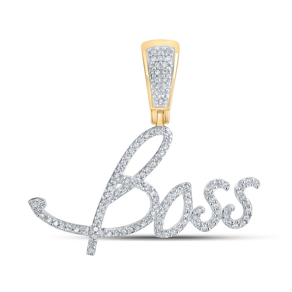 10kt Yellow Gold Men's Round Diamond Boss Charm Pendant 1/3 Cttw | Splendid Jewellery - Splendid Jewellery