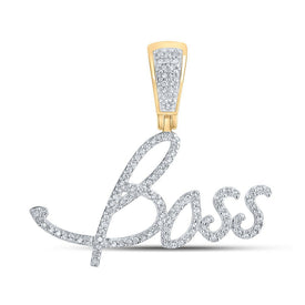 10kt Yellow Gold Men's Round Diamond Boss Charm Pendant 1/3 Cttw | Splendid Jewellery - Splendid Jewellery