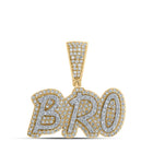 10kt Yellow Gold Men's Round Diamond BRO Charm Pendant - 5/8 Cttw | Splendid Jewellery - Splendid Jewellery
