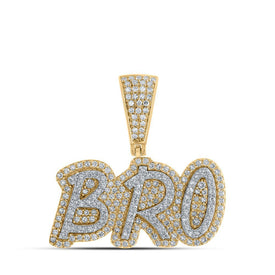 10kt Yellow Gold Men's Round Diamond BRO Charm Pendant - 5/8 Cttw | Splendid Jewellery - Splendid Jewellery