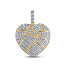 10kt Yellow Gold Men's Round Diamond Broken Heart Charm Pendant - 1 Cttw - Splendid Jewellery