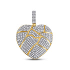 10kt Yellow Gold Men's Round Diamond Broken Heart Charm Pendant - 1 Cttw - Splendid Jewellery