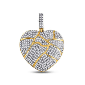 10kt Yellow Gold Men's Round Diamond Broken Heart Charm Pendant - 1 Cttw - Splendid Jewellery