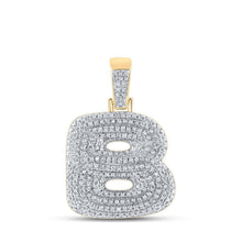 Load image into Gallery viewer, 10kt Yellow Gold Men's Round Diamond Bubble B Letter Charm Pendant - 3/4 Cttw - Splendid Jewellery
