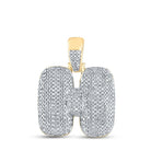 10kt Yellow Gold Men's Round Diamond Bubble H Letter Charm Pendant - 7/8 Cttw | Splendid Jewellery - Splendid Jewellery