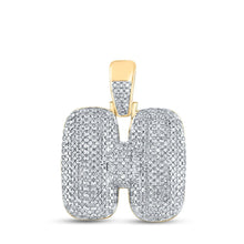 Load image into Gallery viewer, 10kt Yellow Gold Men's Round Diamond Bubble H Letter Charm Pendant - 7/8 Cttw | Splendid Jewellery - Splendid Jewellery