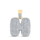 10kt Yellow Gold Men's Round Diamond Bubble H Letter Charm Pendant - 7/8 Cttw | Splendid Jewellery - Splendid Jewellery