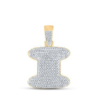 10kt Yellow Gold Men's Round Diamond Bubble I Letter Charm Pendant 3/4 Cttw - A Dazzling Statement Piece for Men - Splendid Jewellery