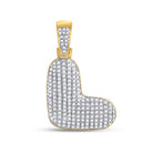 10kt Yellow Gold Men's Round Diamond Bubble L Letter Charm Pendant 1/2 Cttw | Splendid Jewellery - Splendid Jewellery