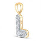 10kt Yellow Gold Men's Round Diamond Bubble L Letter Charm Pendant - 3/8 Cttw | Splendid Jewellery - Splendid Jewellery