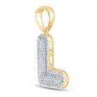 10kt Yellow Gold Men's Round Diamond Bubble L Letter Charm Pendant - 3/8 Cttw | Splendid Jewellery - Splendid Jewellery