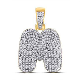 10kt Yellow Gold Men's Round Diamond Bubble M Letter Charm Pendant 3/4 Cttw - A Dazzling Statement Piece Top view from the 10Kt Yellow Gold Mens Round Diamond Bubble M Letter Charm Pendant 3 4 Cttwpin246673 collection by Splendid Jewellery