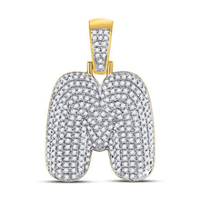 Load image into Gallery viewer, 10kt Yellow Gold Men&#39;s Round Diamond Bubble M Letter Charm Pendant 3/4 Cttw - A Dazzling Statement Piece Side view from the 10Kt Yellow Gold Mens Round Diamond Bubble M Letter Charm Pendant 3 4 Cttwpin246673 collection by Splendid Jewellery
