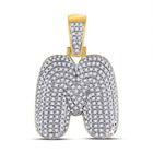 10kt Yellow Gold Men's Round Diamond Bubble M Letter Charm Pendant 3/4 Cttw - A Dazzling Statement Piece - Splendid Jewellery