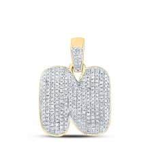 Load image into Gallery viewer, 10kt Yellow Gold Men's Round Diamond Bubble N Letter Charm Pendant 7/8 Cttw - Splendid Jewellery