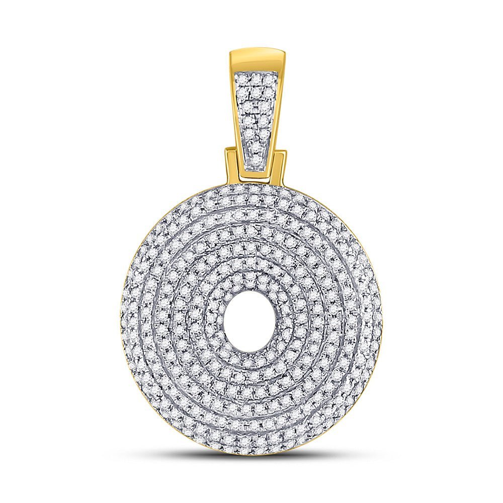 10kt Yellow Gold Men's Round Diamond Bubble O Letter Charm Pendant - 7/8 Cttw - Splendid Jewellery