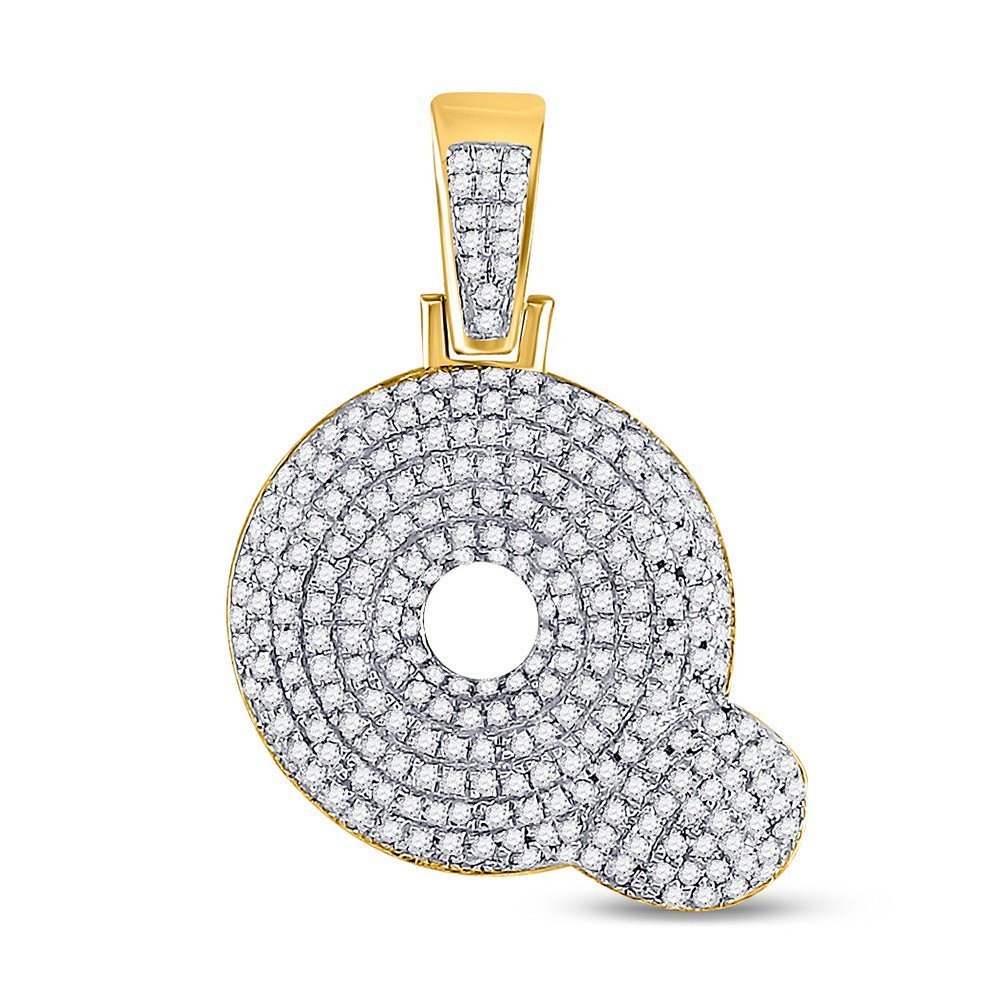 10kt Yellow Gold Men's Round Diamond Bubble Q Letter Charm Pendant 3/4 Cttw | Splendid Jewellery - Splendid Jewellery