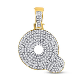 10kt Yellow Gold Men's Round Diamond Bubble Q Letter Charm Pendant 3/4 Cttw | Splendid Jewellery - Splendid Jewellery