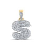 10kt Yellow Gold Men's Round Diamond Bubble S Letter Charm Pendant - 3/4 Cttw | Splendid Jewellery Top view from the 10Kt Yellow Gold Mens Round Diamond Bubble S Letter Charm Pendant 3 4 Cttwpin246654 collection by Splendid Jewellery