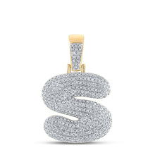 Load image into Gallery viewer, 10kt Yellow Gold Men's Round Diamond Bubble S Letter Charm Pendant - 3/4 Cttw | Splendid Jewellery - Splendid Jewellery
