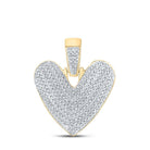 10kt Yellow Gold Men's Round Diamond Bubble V Letter Charm Pendant 5/8 Cttw - Luxurious Jewelry - Splendid Jewellery
