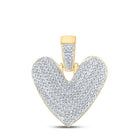 10kt Yellow Gold Men's Round Diamond Bubble V Letter Charm Pendant 5/8 Cttw - Luxurious Jewelry - Splendid Jewellery