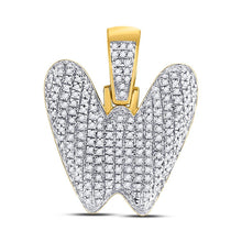 Load image into Gallery viewer, 10kt Yellow Gold Men's Round Diamond Bubble W Letter Pendant - 1/2 Cttw - Splendid Jewellery