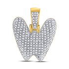 10kt Yellow Gold Men's Round Diamond Bubble W Letter Pendant - 1/2 Cttw - Splendid Jewellery
