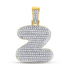 10kt Yellow Gold Men's Round Diamond Bubble Z Letter Charm Pendant - 3/4 Cttw | Splendid Jewellery - Splendid Jewellery
