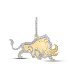 10kt Yellow Gold Mens Round Diamond Bull Charm Pendant - 1 - 1/4 Cttw - Splendid Jewellery - Splendid Jewellery