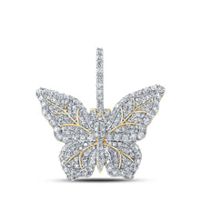 Load image into Gallery viewer, 10kt Yellow Gold Men's Round Diamond Butterfly Charm Pendant - 1.5 Cttw | Splendid Jewellery - Splendid Jewellery