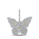 10kt Yellow Gold Men's Round Diamond Butterfly Charm Pendant - 1.5 Cttw | Splendid Jewellery - Splendid Jewellery