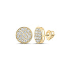 10kt Yellow Gold Men's Round Diamond Button Cluster Earrings - 1 Cttw | Exquisite Jewellery - Splendid Jewellery