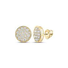 Load image into Gallery viewer, 10kt Yellow Gold Men's Round Diamond Button Cluster Earrings - 1 Cttw | Exquisite Jewellery - Splendid Jewellery