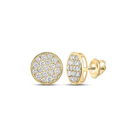 10kt Yellow Gold Men's Round Diamond Button Cluster Earrings - 1 Cttw | Exquisite Jewellery - Splendid Jewellery